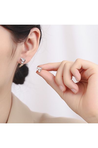 delis Cercei Argint 925, Jw729, Model Inima, Placati Cu Rodiu