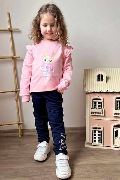 Breeze Σετ αθλητικές φόρμες για κορίτσια 3-8 ετών - Cute and Bunny Print, Pink