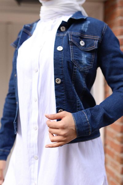Modamihram Jachetă de blugi cu nasturi Denim închis 6027