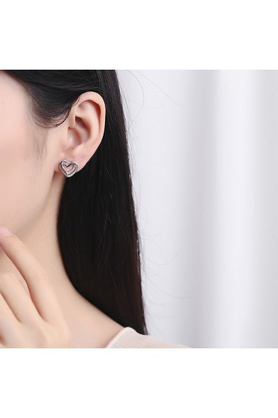 delis Cercei Argint 925, Jw829, Model Inima, Placati Cu Rodiu
