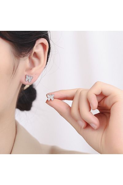 delis Cercei Argint 925, Jw731, Model Fluture, Placati Cu Rodiu