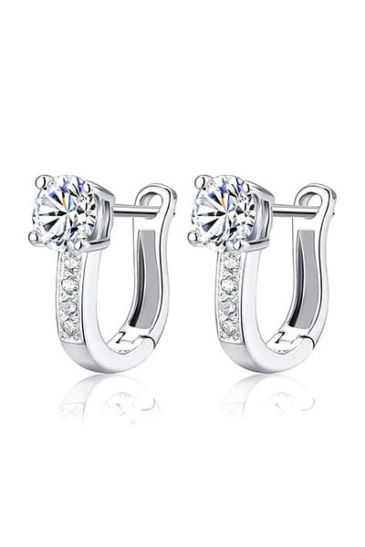 delis Cercei Tortițe Elegante din Argint 925, cu Zirconiu, Placate cu Rodiu, Stil Modern