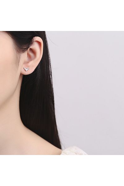 delis 925 Silver Earrings, Jw815, Wings Pattern, Rhodium Plated