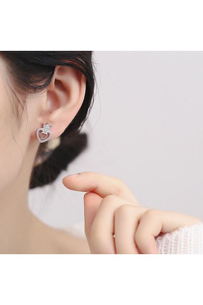 delis Cercei Argint 925, Jw756, Model Inima Si Coroana, Placati Cu Rodiu