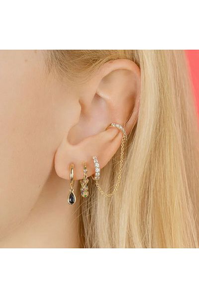 delis Cercel Ear Cuff Argint 925, Jw1000, Model Cu Lant, Placat Cu Aur