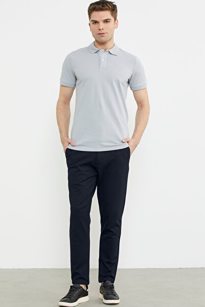 Sementa Elastic Waist Skinny Leg Trousers - Navy Blue