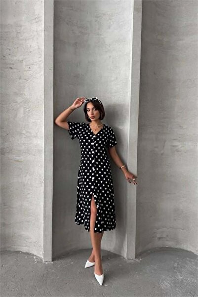 Dipmoda γυναίκες Βισκόζη Πουά Με σχέδιο Πουκαμισοφόρεμα DPG083