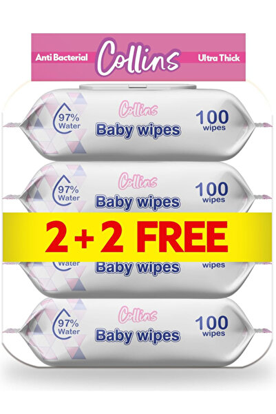Collins مناديل مبللة ٩٧٪؜ ماء - عبوة ترويجية ٢+٢ (٤٠٠ منديل) سميكة وناعمة للغ...