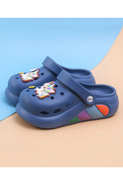 SAPS SAPS Unicorn Applique Back Strap Closure Clogs - Dark Blue