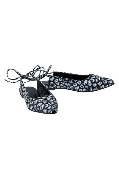 NOOSY Balerini de damă din piele naturală alb-negru