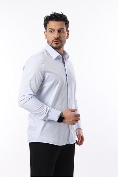 İDS COLLECTİON Extra Lycra Modern Slim Fit Satin Fabric Long Sleeve Men's Shirt
