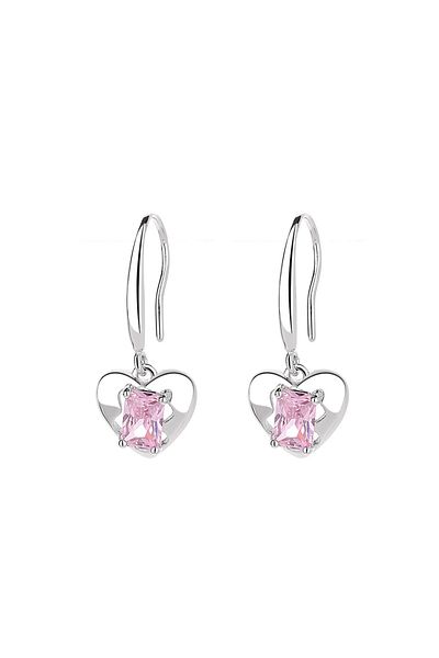 delis 925 Silver Earrings, Jw826, Heart Pattern, Rhodium Plated