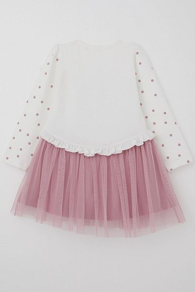 Breeze Cool Girl Printed Long Sleeve Dress, Polka Dot Pattern, Ecru, Ages 1.5-5