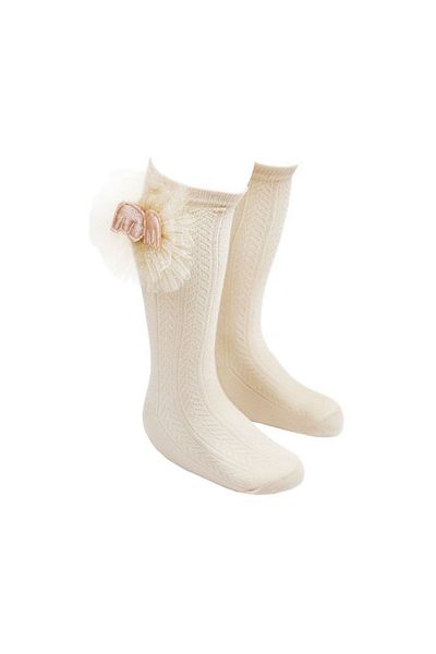 Bross Tulle Bow Accessory Knee-Length Children's Socks