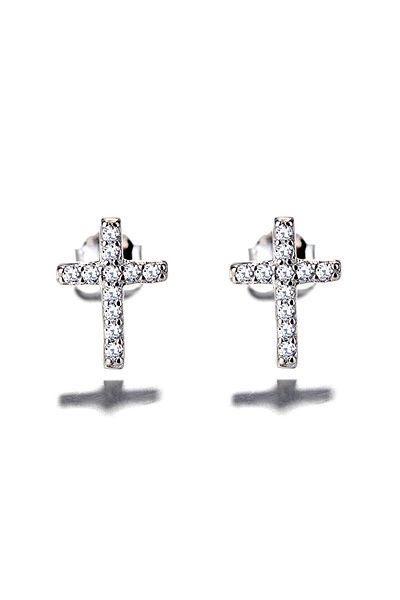 delis Cercei Argint 925, Jw690, Model Cruce, Placati Cu Rodiu