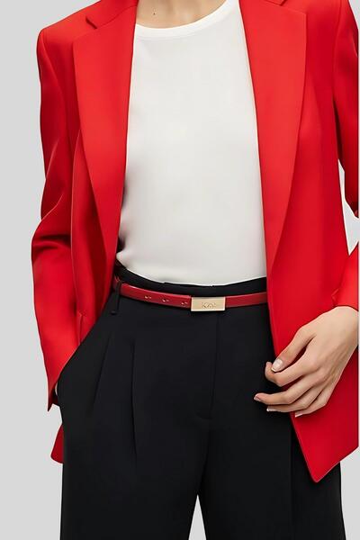 BOSS Kadın Amber Deri Kemer Turuncu