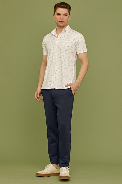 Sementa Παντελόνι με ελαστική μέση στενό πόδι - Navy Blue