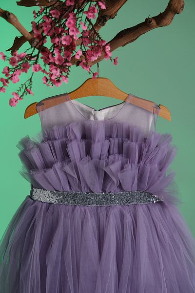 Pina Kids Silver Glitter Belt Detailed Girl's Evening Dress Aby.2216