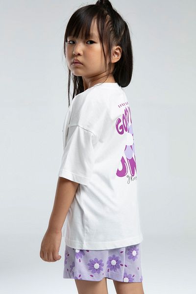 ROLY POLY Girl's Lilac Floral Print Short Sleeve Two-Piece Set