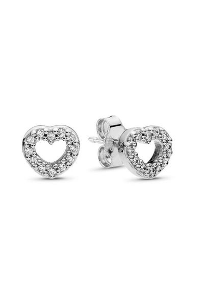 delis 925 Silver Earrings, Jw901, Heart Pattern, Rhodium Plated