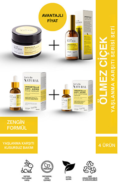 Let's Be NATURAL Ölmez Çiçek Yaşlanma Karşıtı Serisi Seti - Yüz Serum, Göz Çe...