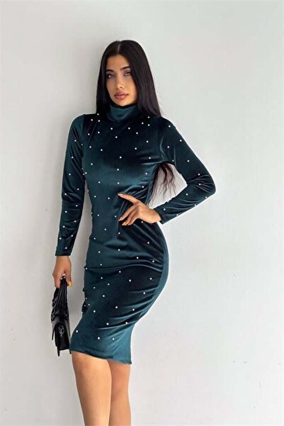 Dipmoda γυναικείο μίνι φόρεμα Βελούδο με λεπτομέρειες από πέρλες DPKKLF77 - Π...