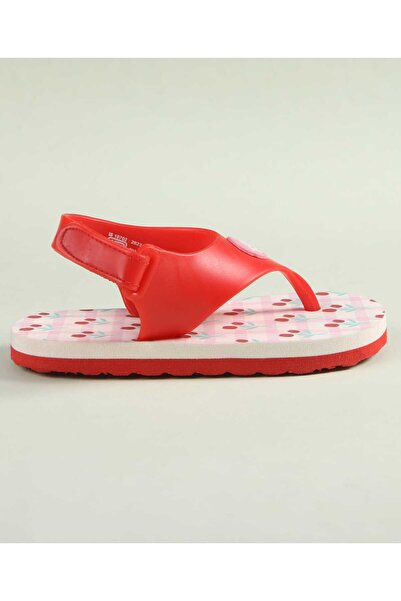 Babyoye Babyoye Flip Flops with Velcro Closure & Floral Print - Red