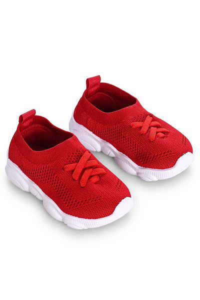Babyoye Babyoye Slip On Sneakers with Lace Detailing - Red