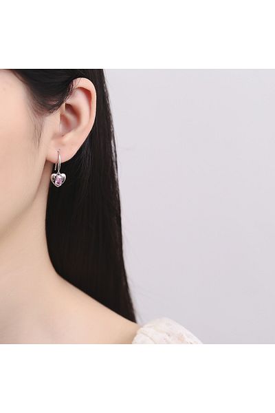 delis 925 Silver Earrings, Jw826, Heart Pattern, Rhodium Plated