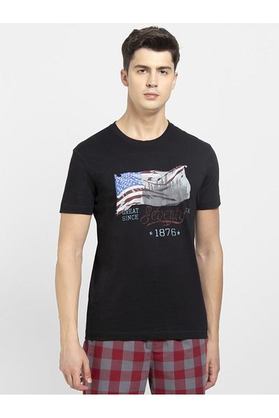 JOCKEY Crew Neck Graphic Thirts US81-0103-Black Print