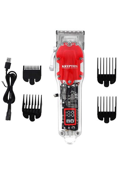 KRYPTON Rechargeable Hair Clipper LED Display, 4 Sizes, 4H Use, Fast Charge, for Home & Salon