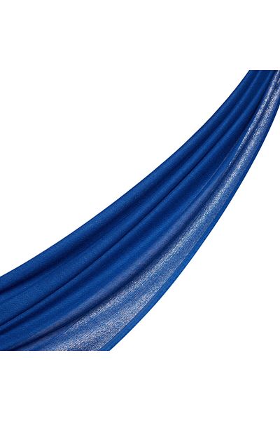 ipekevi Saks Blue Glitter Border șal de mătase din lână