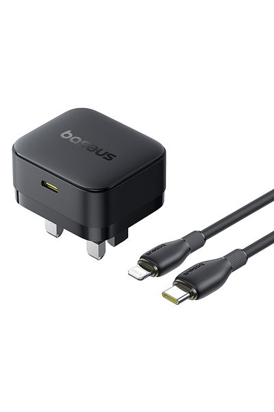 Baseus Palm 20W PD Fast Charging Wall Charger with Type-C to Lightning Cable 1M - UK Plug - Black