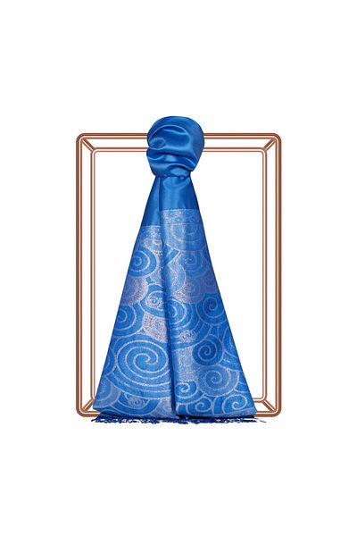 ipekevi Şal de mătase cu model spiralat Saks Blue Glitter