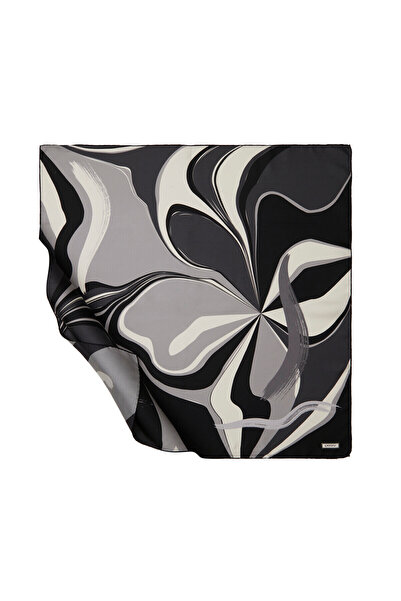 ipekevi Eșarfă din mătase Lava Tivil, negru și gri