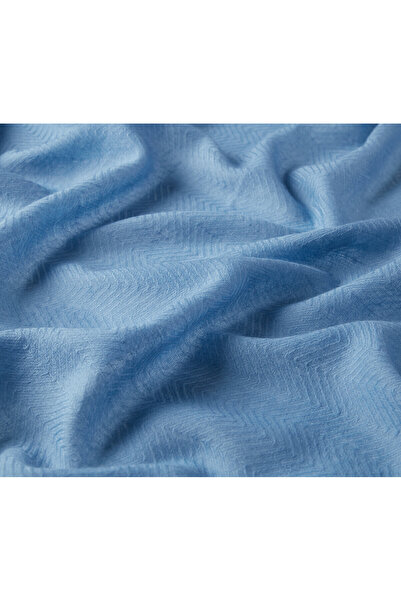 ipekevi Металічний синій шарф з візерунком «риб'яча спинка» з вовняного шовку