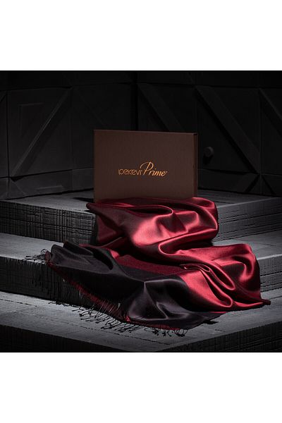 ipekevi Burgundy Black Double Sided Prime Silk Shawl