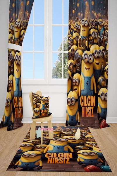 dekomingo Cilgin Thief Patterned 2 Wing Background Curtain