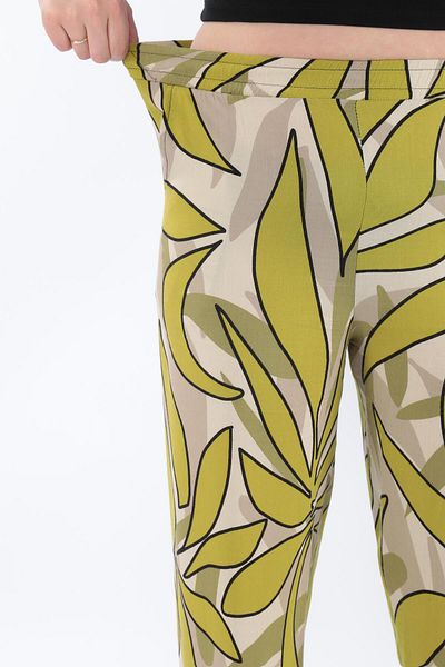STELLETO Woven Viscose Patterned Flowy Wide Leg Summer Trousers