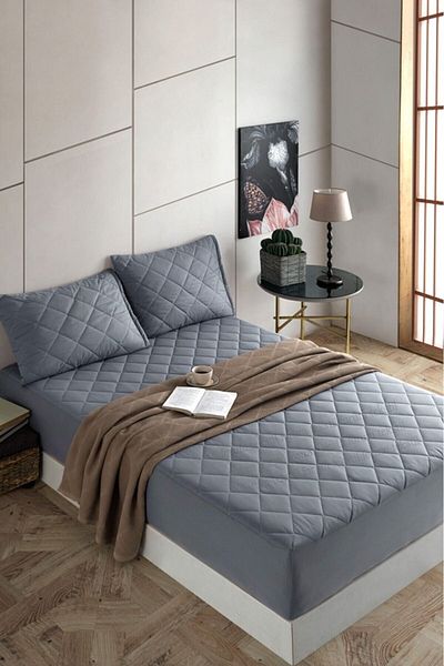 Formeya Gray Quilted Mattress Protector 100% Cotton Mattress Cover Single/double/king Size