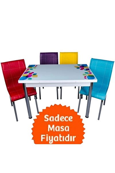 Evistro Yandan Açılır Büyüyen Cam Mutfak Masası Damla 70x110cm SADECE MASA