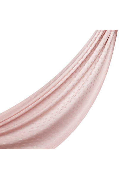 ipekevi Toz Pembe Benek Desenli Yün İpek Keten Fular Şal