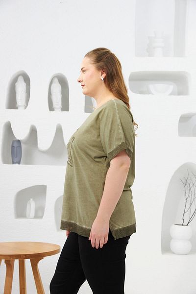 RMG Oversized Painted T-Shirt - Sequin Embroidered