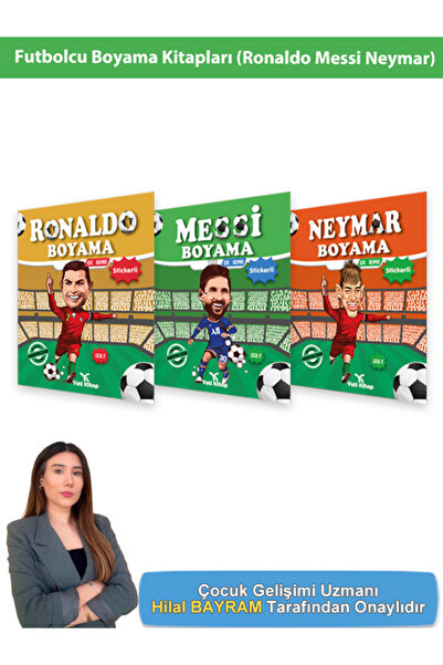 yeti kitap Futbolcu Boyama Kitapları Seti Mbapp , Ronaldo ve Neymar