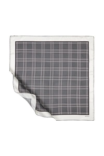 ipekevi White Smoked Marled Plaid Tivil Silk Scarf