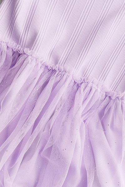 Monila Girl's Short Sleeve Skirt Tulle Glitter Detailed Lined Dress
