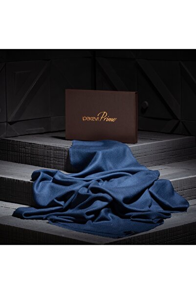 ipekevi Синій шовковий шарф з вовни