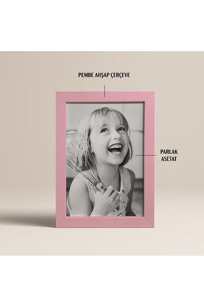HOMEPACK 21X30 cm Light Pink Wood Framed Poster Frame, Blank Frame, Light Pink-Masaustu-21X30