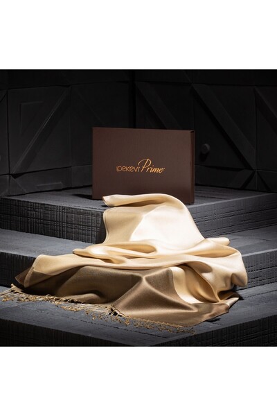 ipekevi Osmanlı Beji Vizon Çift Taraflı Prime İpek Şal