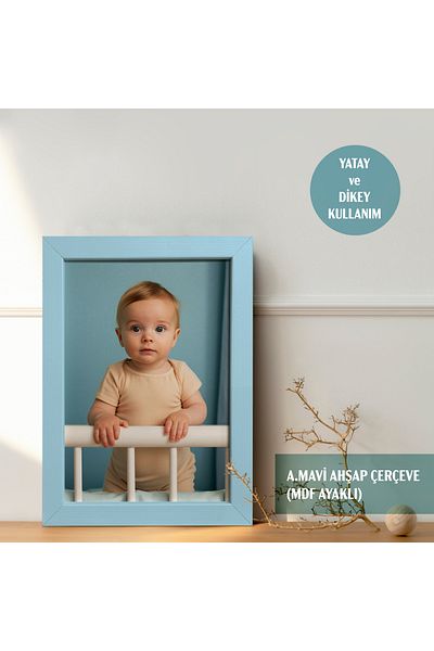 HOMEPACK 21X30 cm Light Blue Wooden Framed Poster Frame, Blank Frame, Light Blue-Masaku-21X30